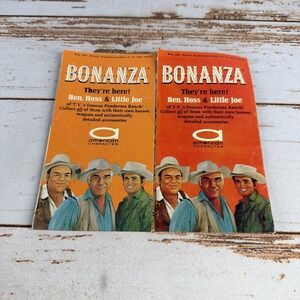 Lot of 2 Vintage 1966 Bonanza TV Toy Ad Brochures American Character Catalog